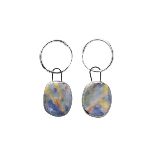 Dappled water porcelain pendant earrings